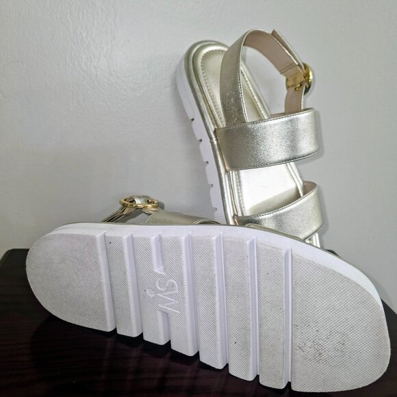 Stuart Weitzman Gold Metallic Platform Sandals – Size 7.5B – Chunky Sole - Picture 5 of 6